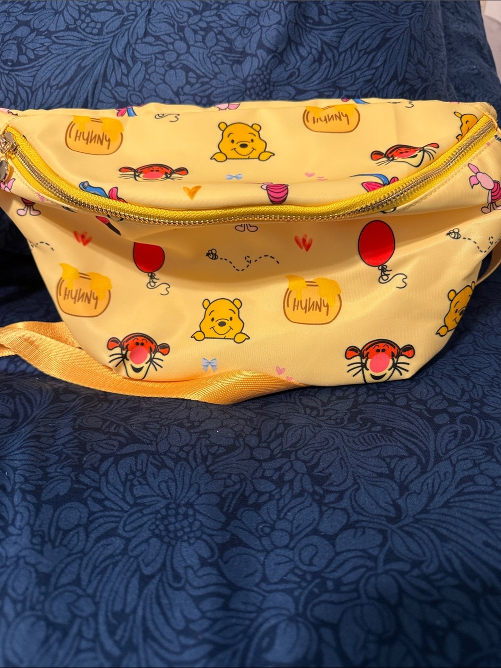 Yellow Large Winnie the Pooh Crossbody Belt Bag with Pooh, Tigger & Piglet Print